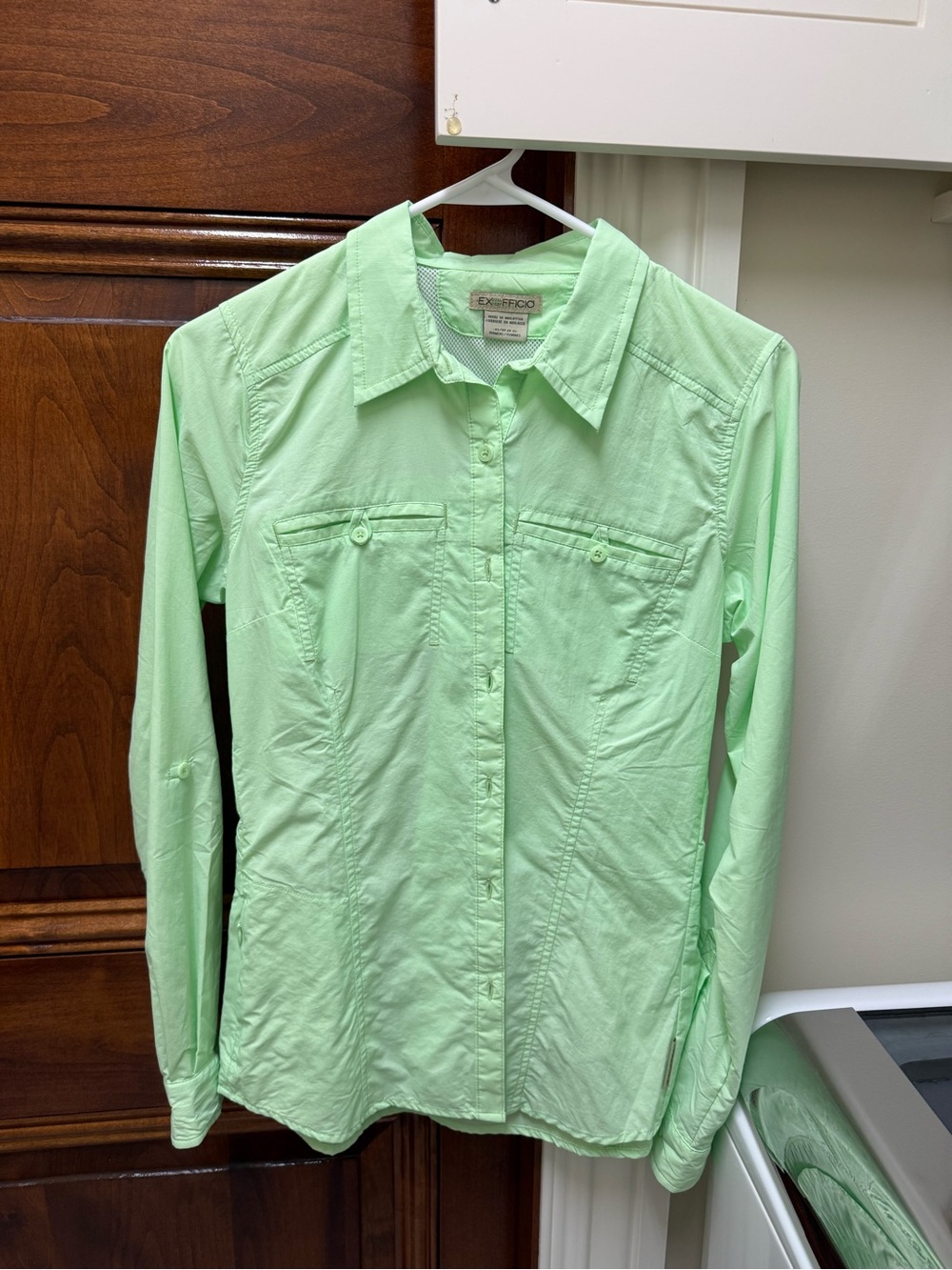 Exofficio Women’s Mint Green Long-Sleeve Button-Up Shirt - Hiking/Active use